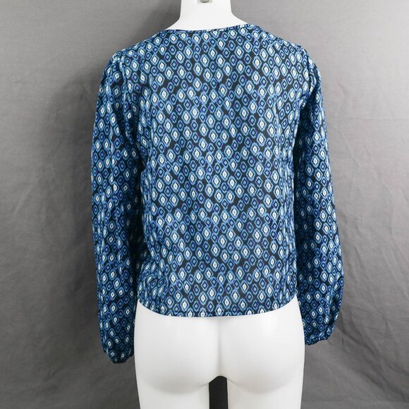 Womens Top Medium Blue Sheer Boxy Flowy Romantic Statement Artsy Indie - Picture 5 of 13